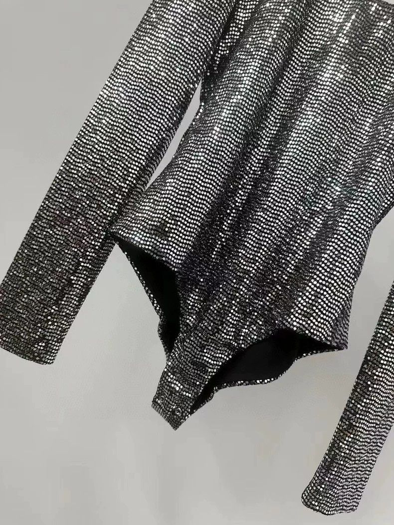 Gucci Gucci Silver Sequin Long Sleeve Bodysuit - dmc Size US M / EU 48-50 / 2 - 4 Thumbnail