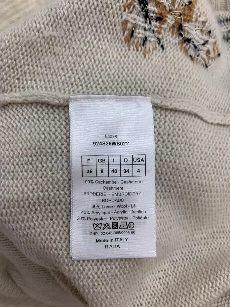 Dior Dior Embroidered Cashmere Sweater - dmc Size US S / EU 44-46 / 1 - 5 Thumbnail