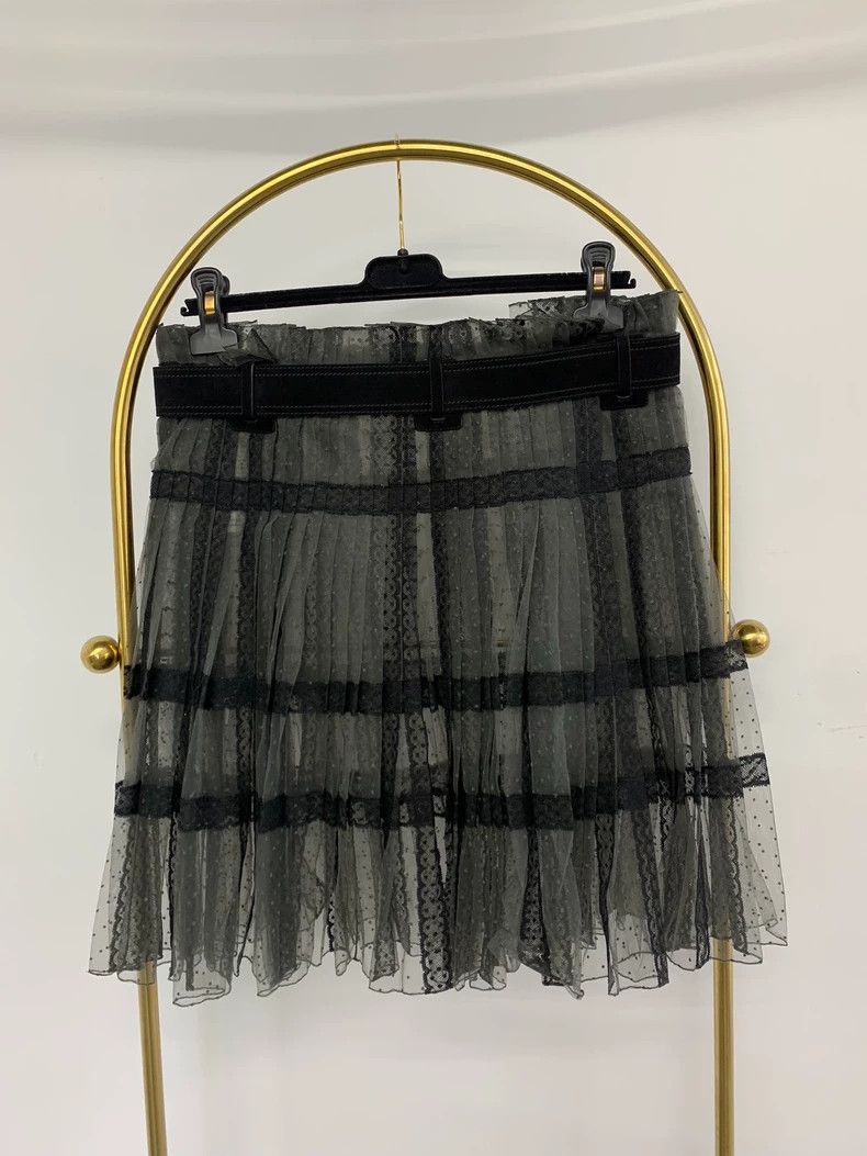 Dior Dior Black Polka Dot Mesh Lace Skirt - dmc Size US 38 / EU 54 - 3 Thumbnail