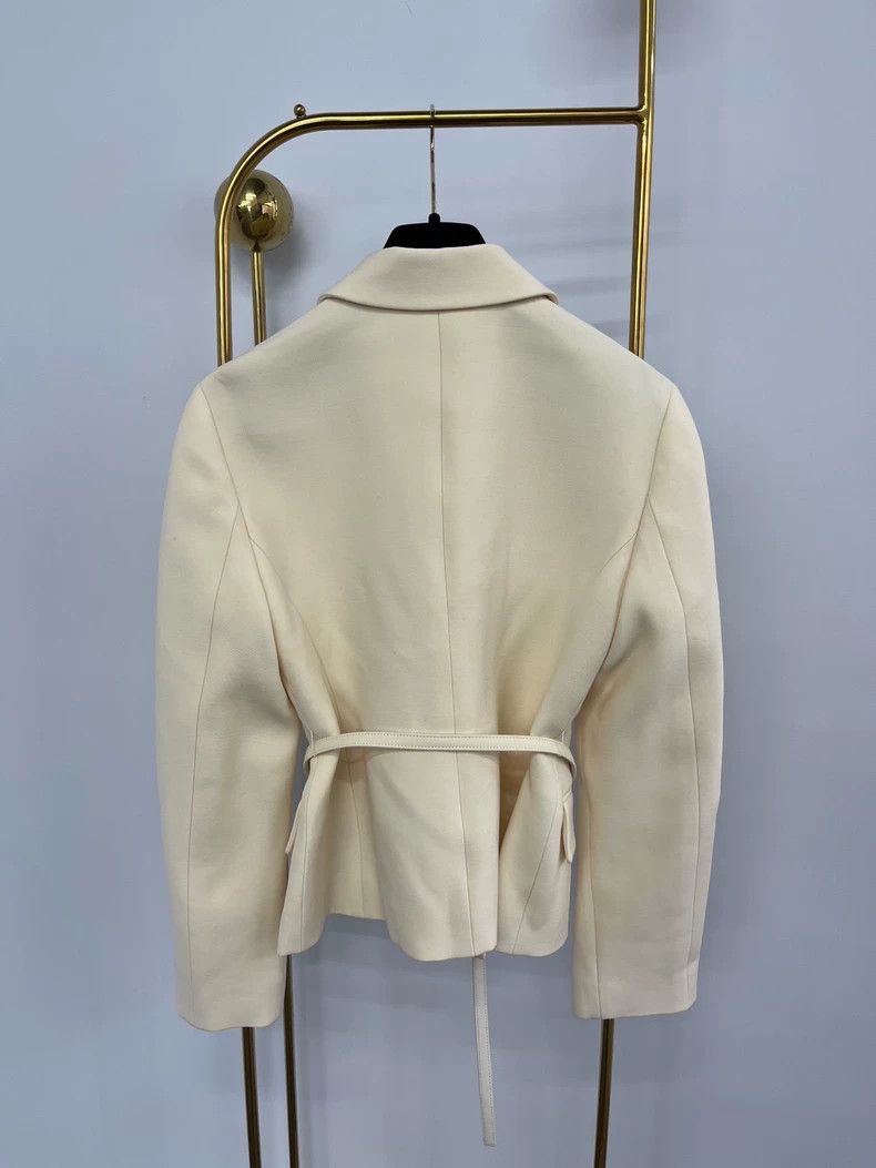 Dior Dior White Silk Wool Tie-Waist Blazer - dmc Size US M / EU 48-50 / 2 - 2 Thumbnail