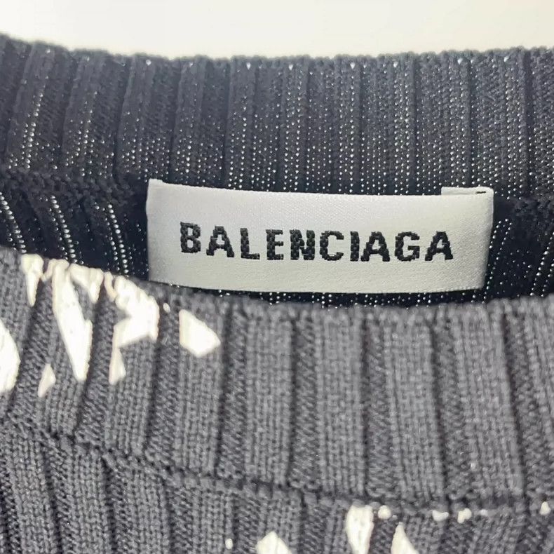 Balenciaga all-logo crewneck knit sweater women's black - dmc