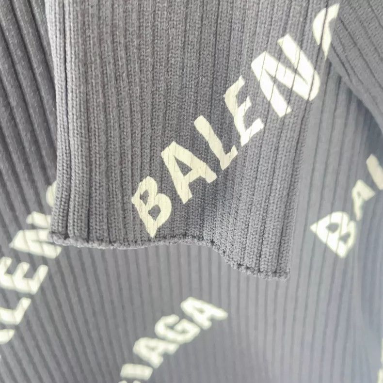 Balenciaga all-logo crewneck knit sweater women's black - dmc