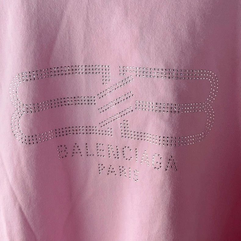 Balenciaga Balenciaga FW23 Pink Crystal Short Sleeve T-shirt - dmc Size US M / EU 48-50 / 2 - 3 Thumbnail