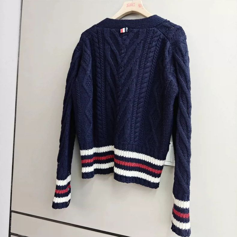 Thom Browne Thom Browne Navy Cable Knit Cardigan - dmc Size US M / EU 48-50 / 2 - 2 Thumbnail