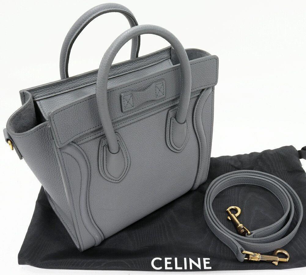 Celine Celine Celine Luggage Nano Shopper Baby Drummed Calfskin 2way Bag Leather Shoulder Bag 189243AQL.10KL DUTY FREE for USA Size ONE SIZE - 3 Thumbnail