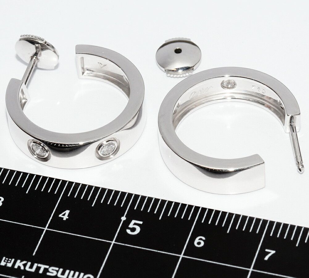 Cartier Cartier Cartier LOVE Au750 White Gold Diamond Earrings Calfskin Earrings B8022600 DUTY FREE for USA Size ONE SIZE - 4 Thumbnail