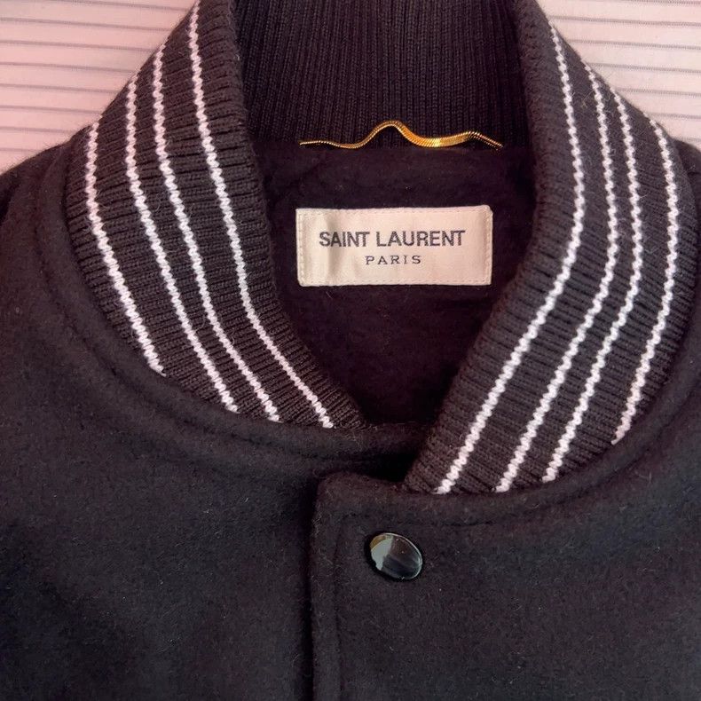 Saint Laurent Paris Saint Laurent Black Leather Sleeve Bomber Jacket - dmc Size US M / EU 48-50 / 2 - 2 Thumbnail