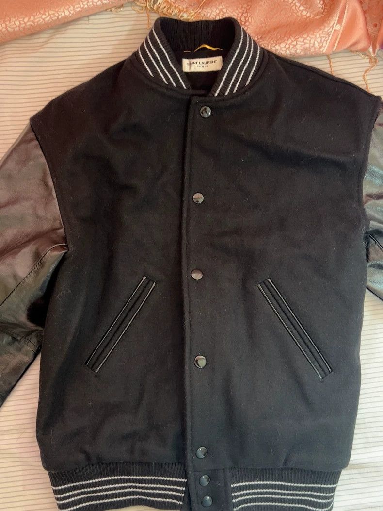 Saint Laurent Paris Saint Laurent Black Leather Sleeve Bomber Jacket - dmc Size US M / EU 48-50 / 2 - 9 Thumbnail