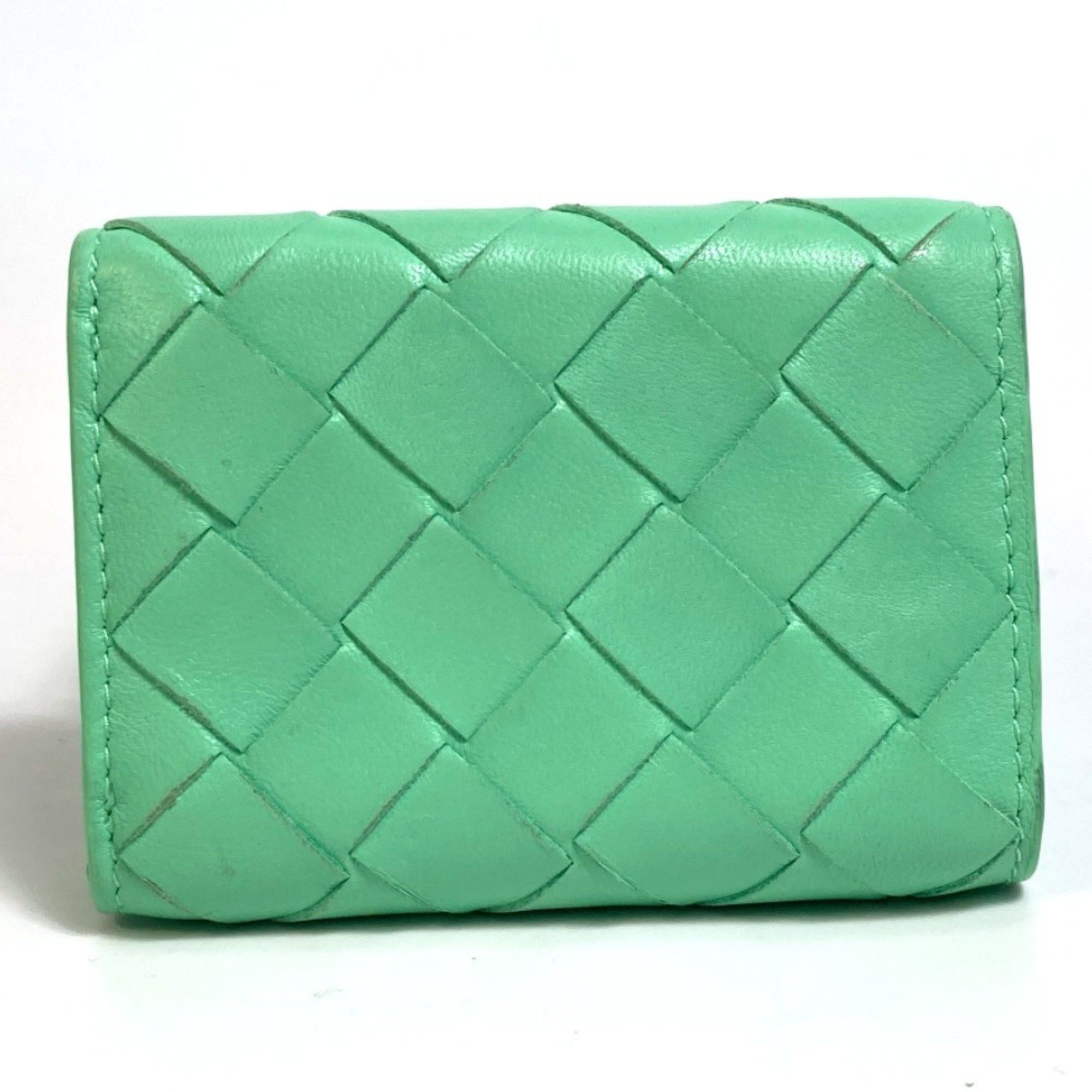 Bottega Veneta BOTTEGA VENETA 667036 Intrecciato Tiny Tri-fold Wallet in Calf Leather, Green Size ONE SIZE - 2 Thumbnail