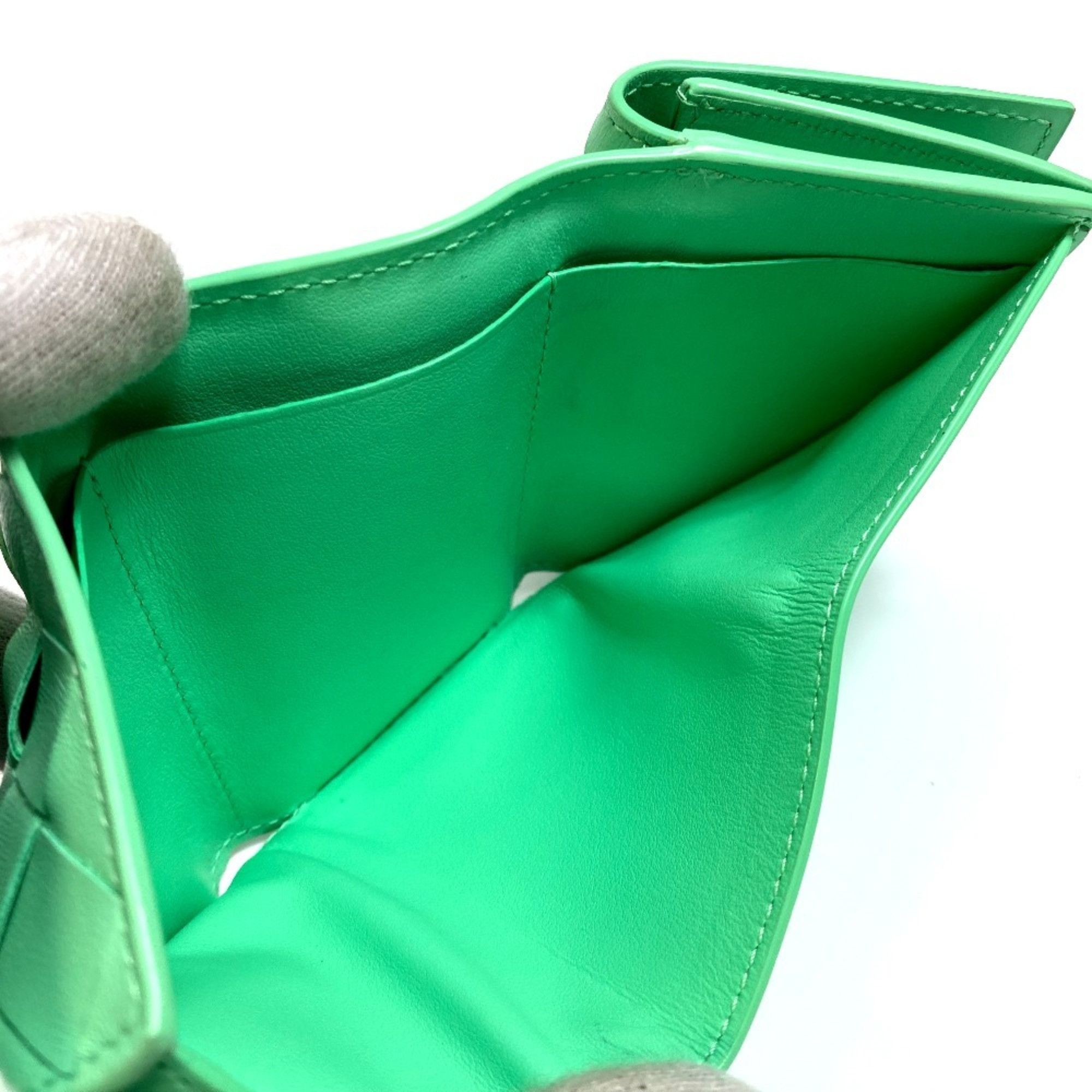 Bottega Veneta BOTTEGA VENETA 667036 Intrecciato Tiny Tri-fold Wallet in Calf Leather, Green Size ONE SIZE - 10 Thumbnail