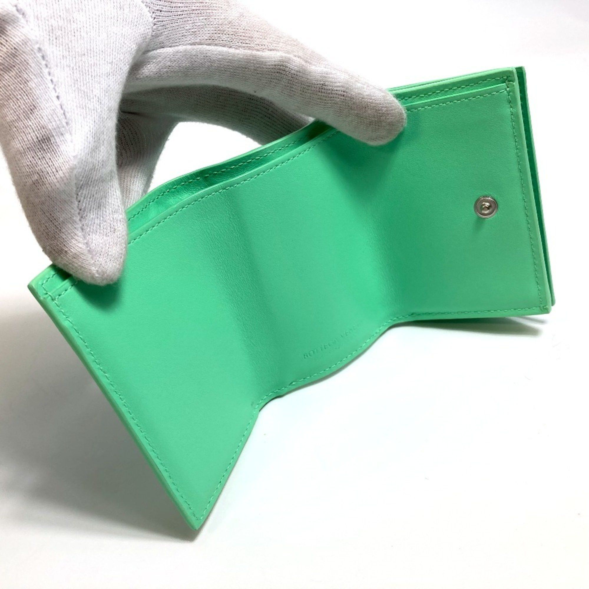 Bottega Veneta BOTTEGA VENETA 667036 Intrecciato Tiny Tri-fold Wallet in Calf Leather, Green Size ONE SIZE - 6 Thumbnail