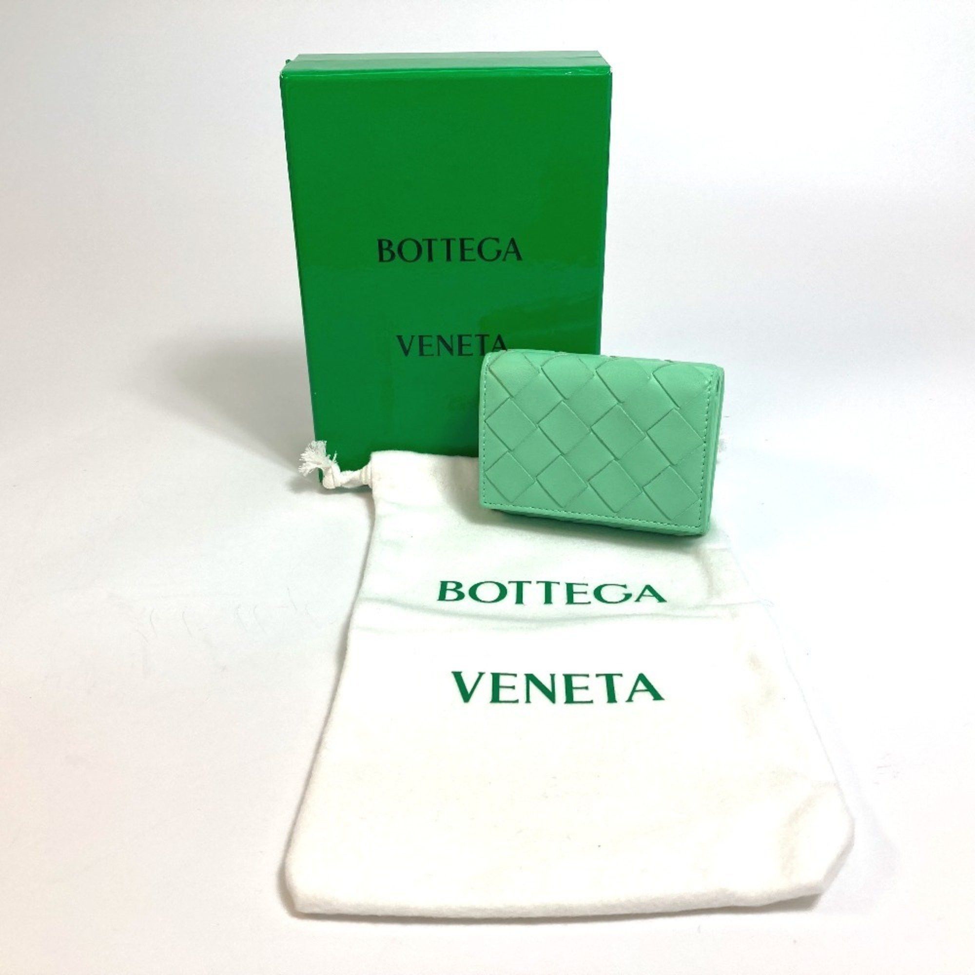 Bottega Veneta BOTTEGA VENETA 667036 Intrecciato Tiny Tri-fold Wallet in Calf Leather, Green Size ONE SIZE - 13 Thumbnail