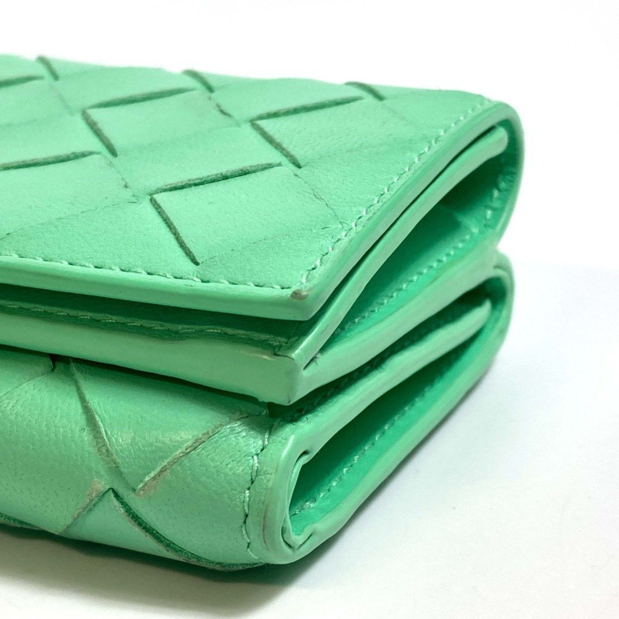Bottega Veneta BOTTEGA VENETA 667036 Intrecciato Tiny Tri-fold Wallet in Calf Leather, Green Size ONE SIZE - 4 Thumbnail