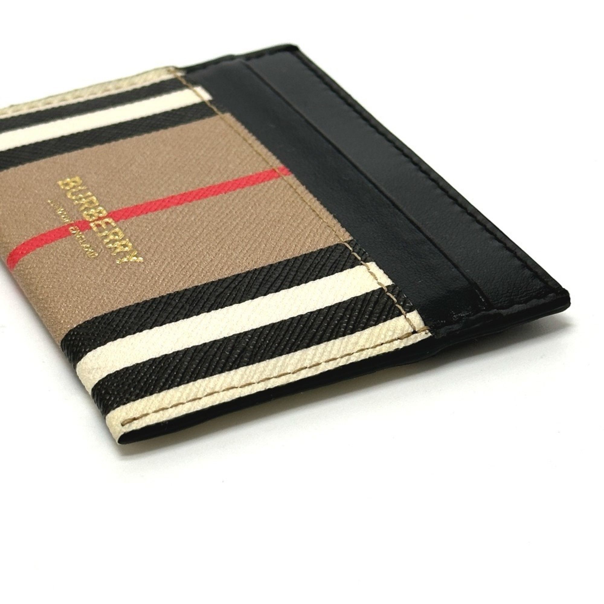 Burberry BURBERRY Check Logo Business Card Case, Pass Leather, Women's, Beige Size ONE SIZE - 4 Thumbnail