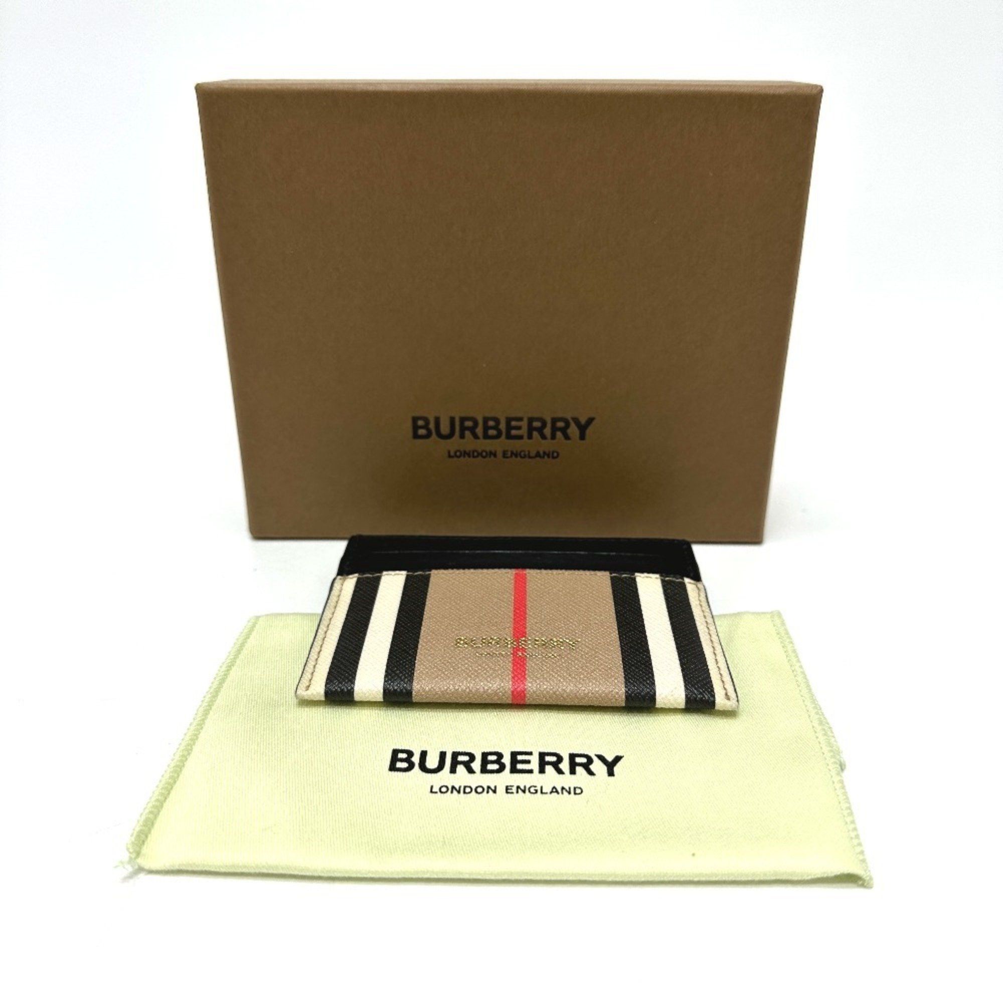 Burberry BURBERRY Check Logo Business Card Case, Pass Leather, Women's, Beige Size ONE SIZE - 11 Thumbnail