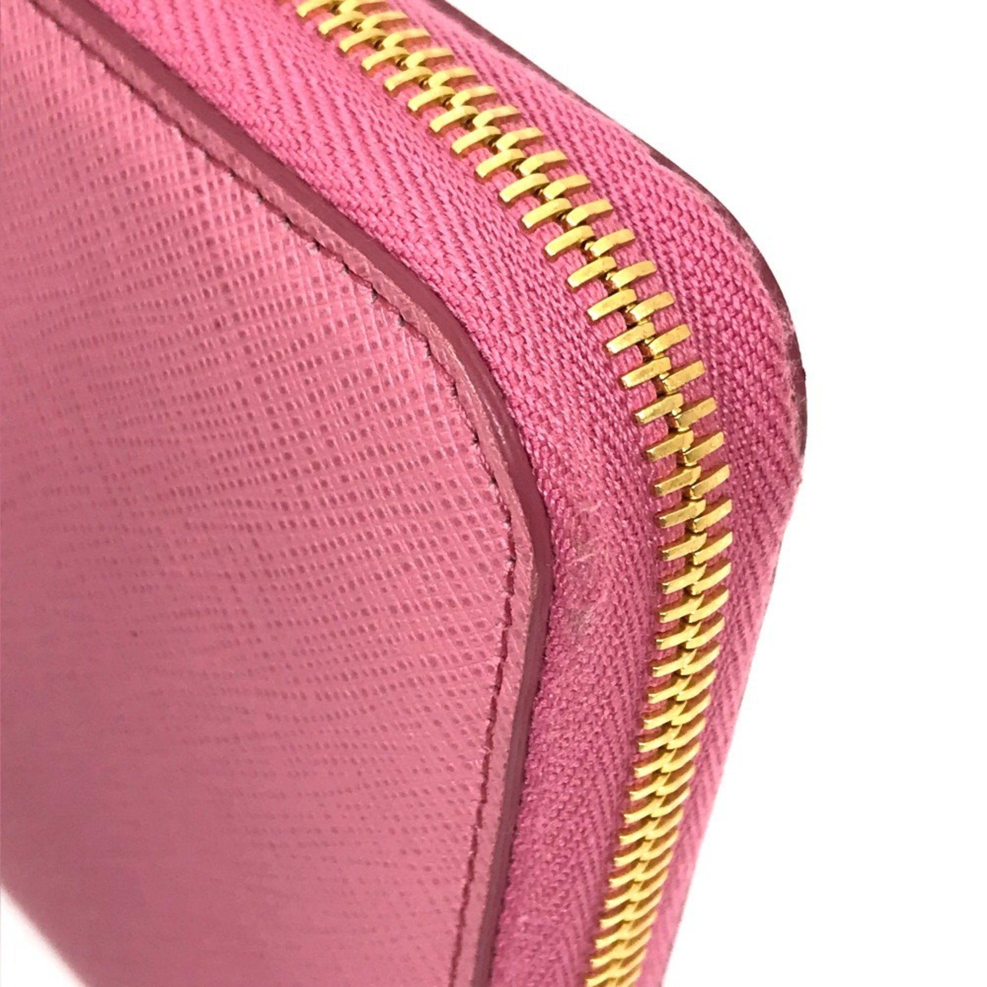 Prada PRADA 1ML506 Logo Saffiano Shine Round Zip Long Wallet in Leather, Women's, BEGONIA Pink Size ONE SIZE - 8 Thumbnail