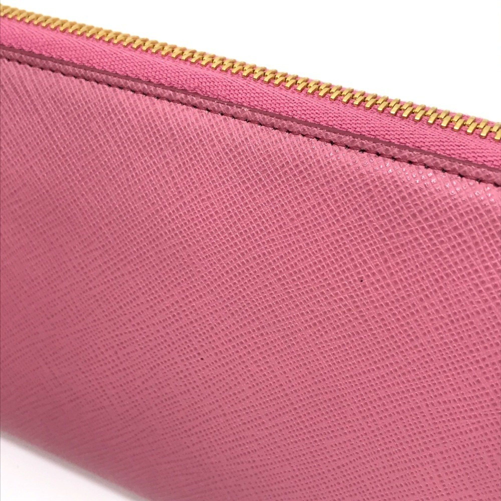 Prada PRADA 1ML506 Logo Saffiano Shine Round Zip Long Wallet in Leather, Women's, BEGONIA Pink Size ONE SIZE - 11 Thumbnail