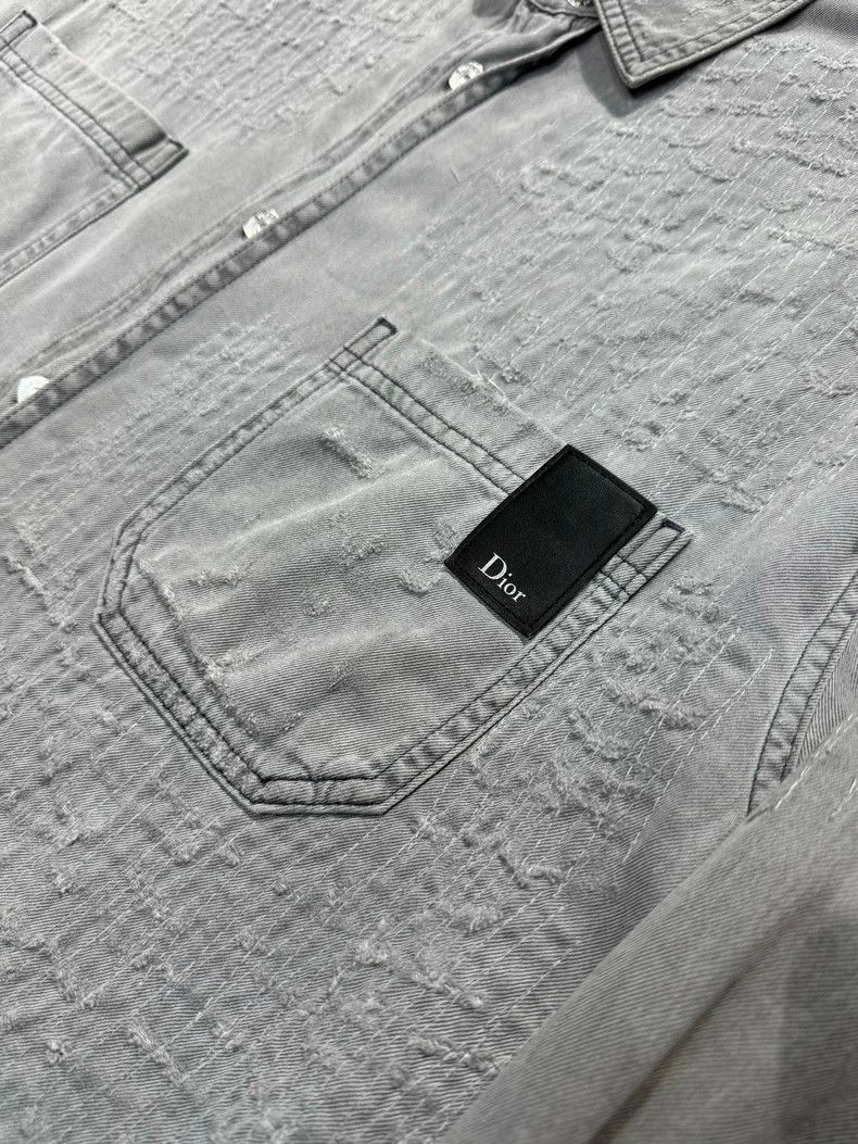 Dior Dior Distressed Gray Denim Shirt Jacket-yf Size US XL / EU 56 / 4 - 3 Thumbnail