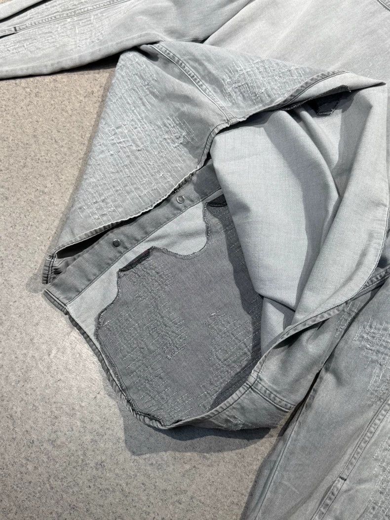 Dior Dior Distressed Gray Denim Shirt Jacket-yf Size US XL / EU 56 / 4 - 6 Thumbnail