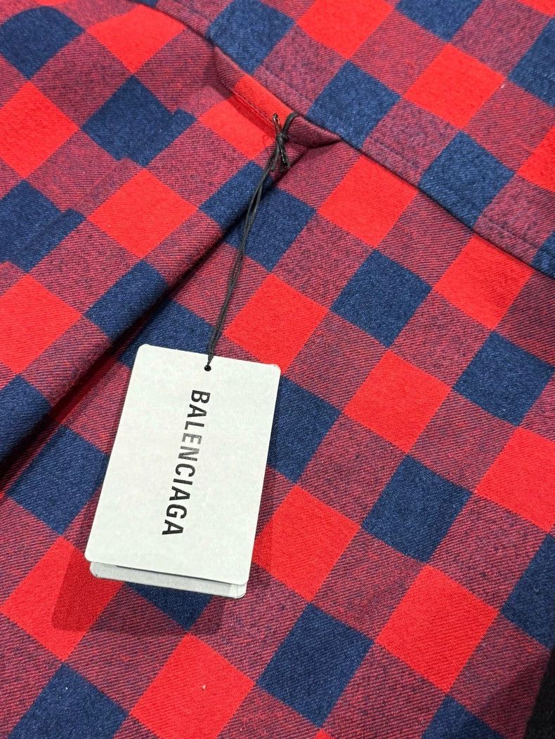 Balenciaga Balenciaga Red Blue Plaid Paneled Sleeve Shirt Jacket-yf Size US M / EU 48-50 / 2 - 5 Thumbnail