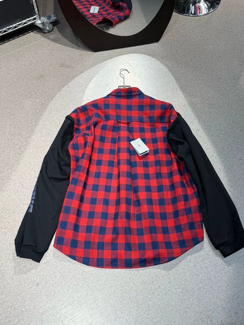 Balenciaga Balenciaga Red Blue Plaid Paneled Sleeve Shirt Jacket-yf Size US M / EU 48-50 / 2 - 4 Thumbnail