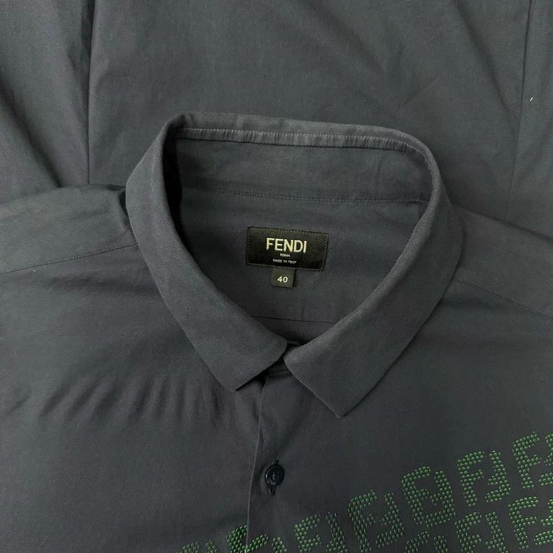 Fendi Fendi Blue Striped Print Button-Up Shirt-yf Size US M / EU 48-50 / 2 - 4 Thumbnail