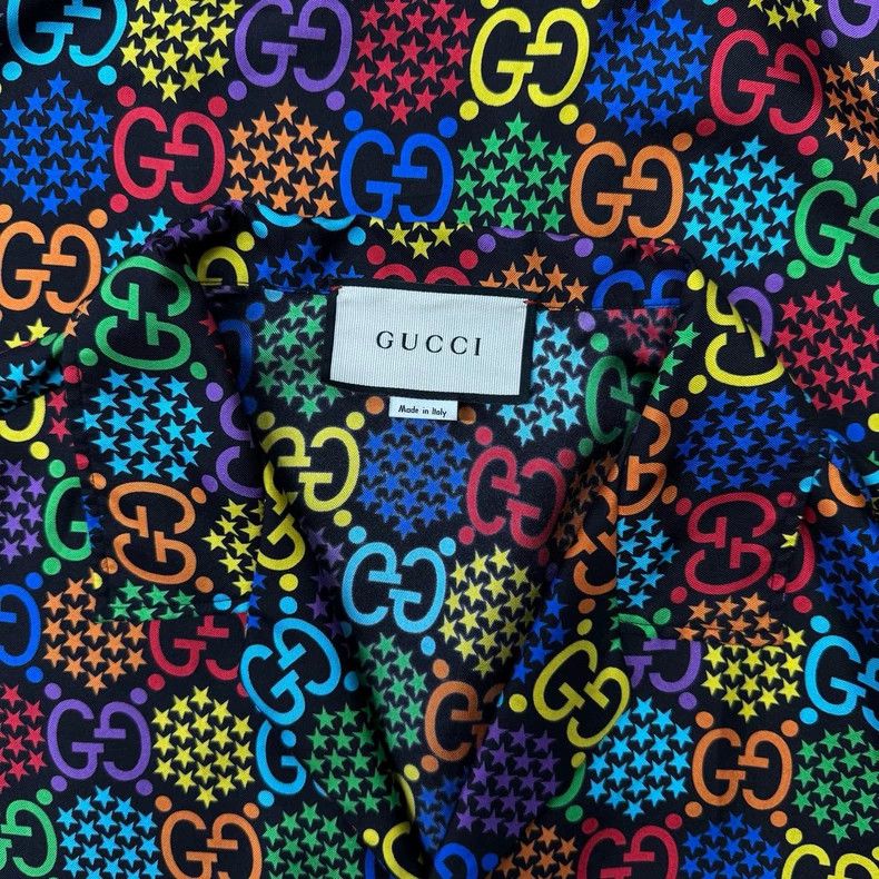 Gucci Gucci Rainbow Print Silk Short Sleeve Shirt-yf Size US XL / EU 56 / 4 - 4 Thumbnail