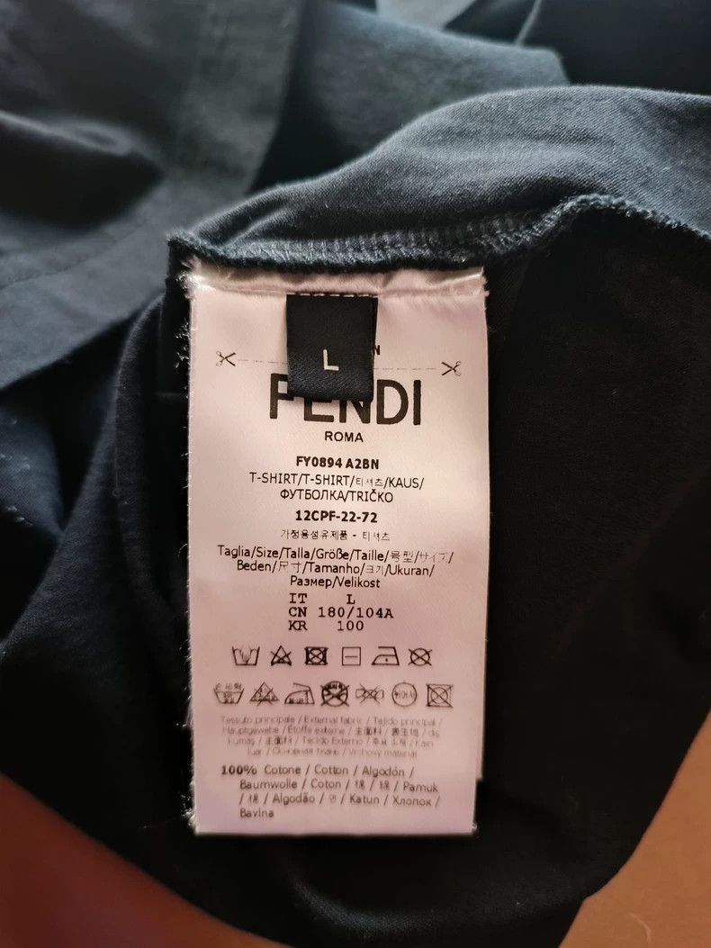 Fendi Fendi Men's Black Embroidered F T-Shirt-yf Size US L / EU 52-54 / 3 - 7 Thumbnail