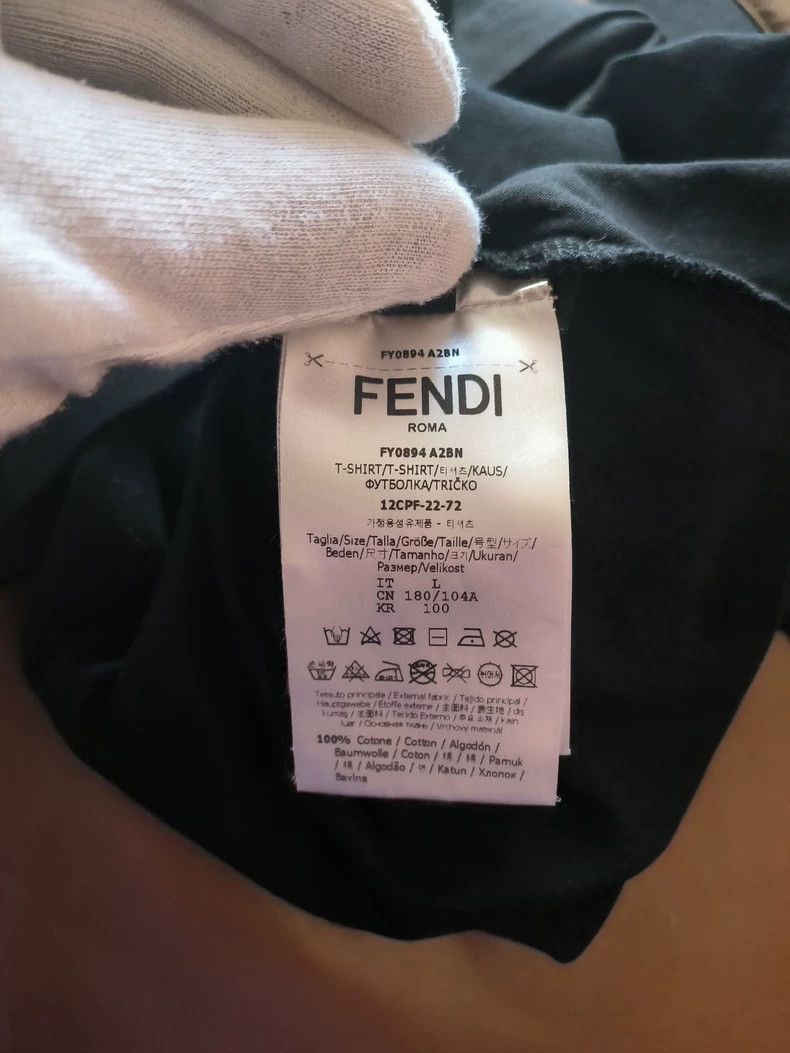 Fendi Fendi Men's Black Embroidered F T-Shirt-yf Size US L / EU 52-54 / 3 - 8 Thumbnail