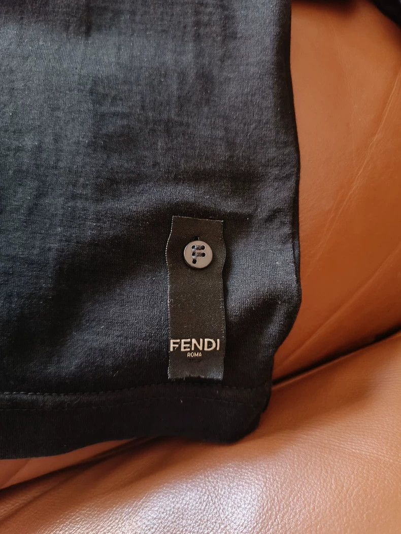 Fendi Fendi Men's FF Embroidered Black T-Shirt-yf Size US XL / EU 56 / 4 - 5 Thumbnail