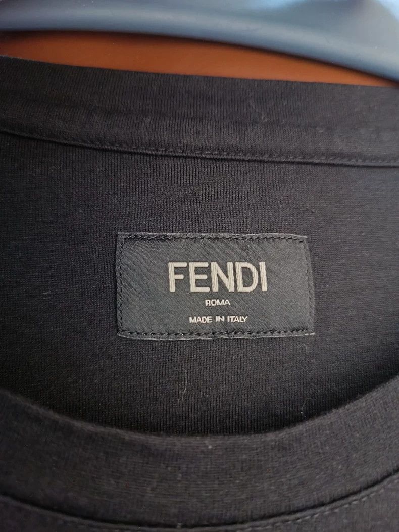Fendi Fendi Men's FF Embroidered Black T-Shirt-yf Size US XL / EU 56 / 4 - 6 Thumbnail