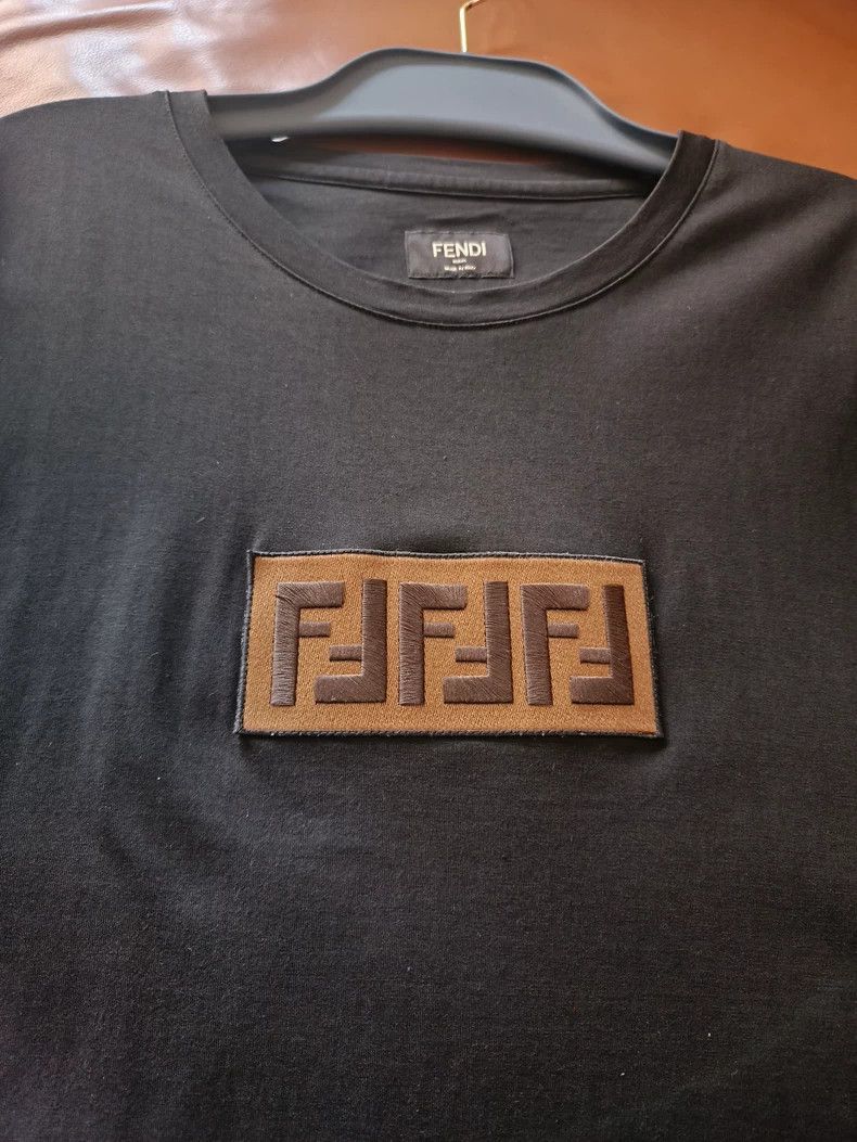 Fendi Fendi Men's FF Embroidered Black T-Shirt-yf Size US XL / EU 56 / 4 - 4 Thumbnail
