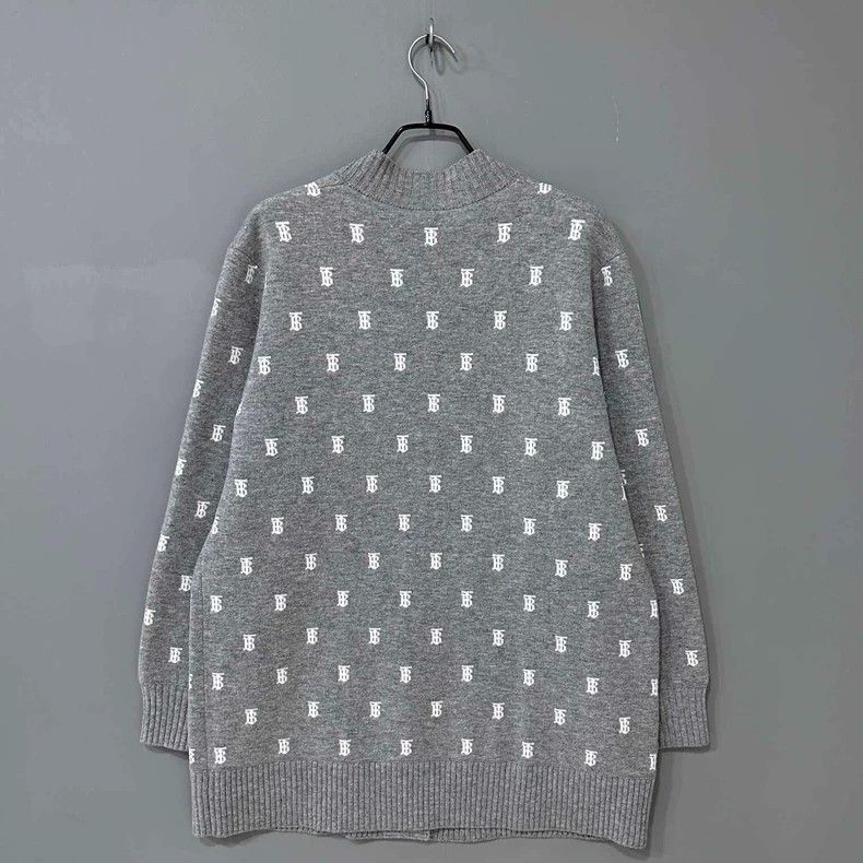 Burberry Burberry Gray Logo Wool Cardigan-yf Size US L / EU 52-54 / 3 - 3 Thumbnail