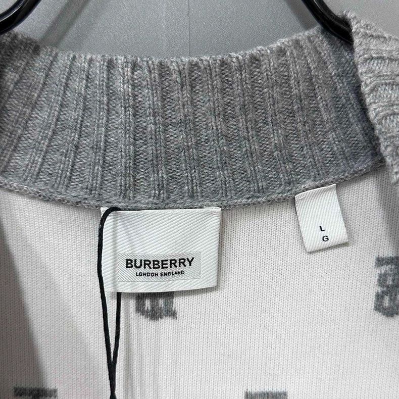 Burberry Burberry Gray Logo Wool Cardigan-yf Size US L / EU 52-54 / 3 - 4 Thumbnail