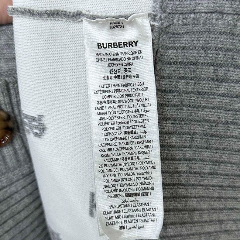 Burberry Burberry Gray Logo Wool Cardigan-yf Size US L / EU 52-54 / 3 - 5 Thumbnail