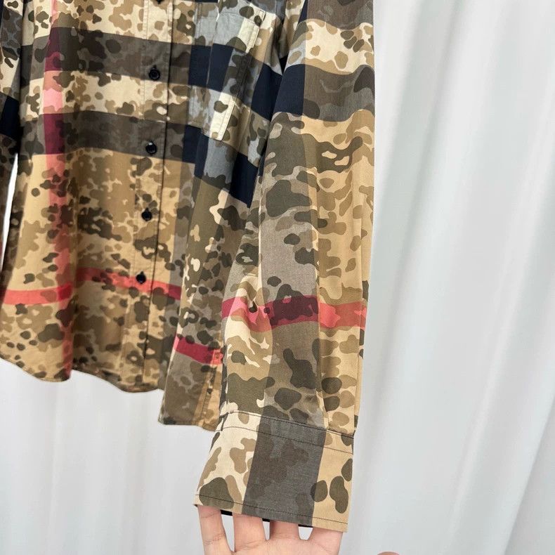 Burberry Burberry Camouflage Plaid Long Sleeve Shirt-yf Size US L / EU 52-54 / 3 - 4 Thumbnail
