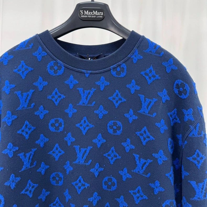 Louis Vuitton Louis Vuitton Blue Monogram Flocked Sweatshirt-yf Size US S / EU 44-46 / 1 - 3 Thumbnail
