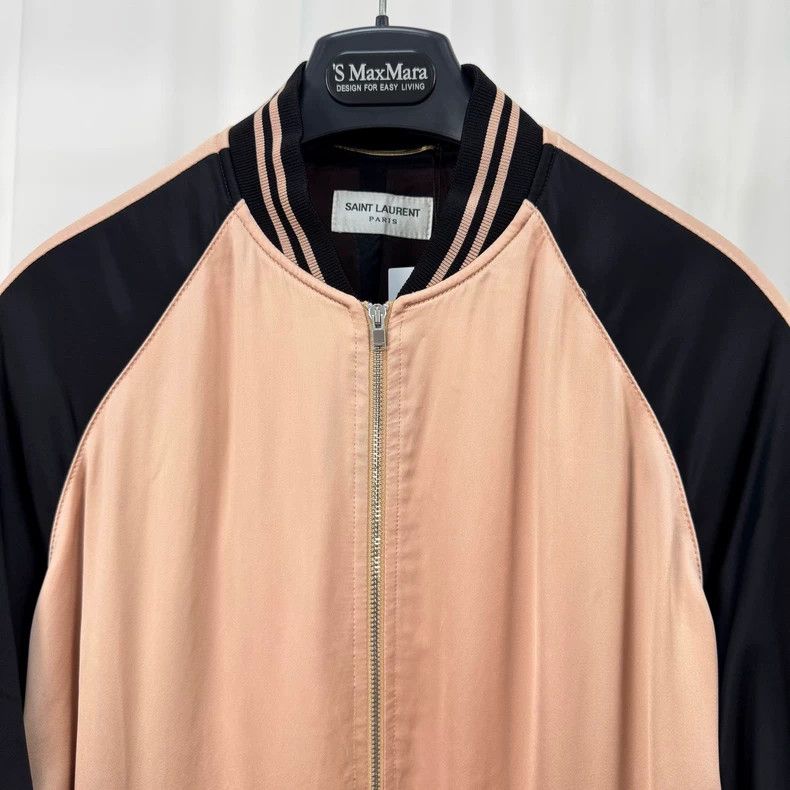 Saint Laurent Paris Saint Laurent Black Pink Silk Bomber Jacket-yf Size US M / EU 48-50 / 2 - 3 Thumbnail