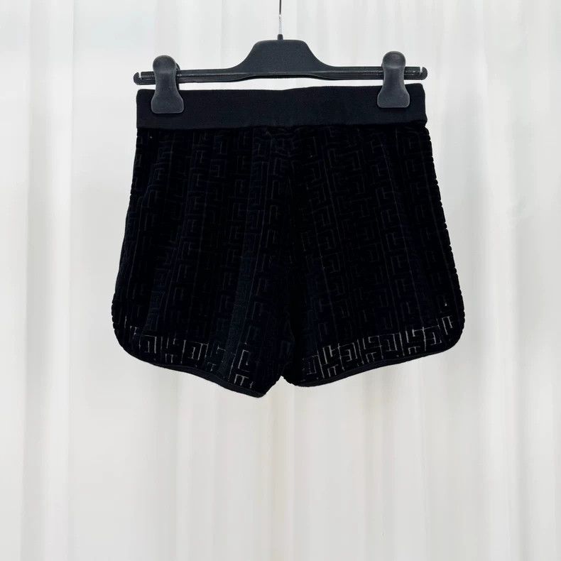 Balmain Balmain Flocked All-Over Print Black Shorts-yf Size US 34 / EU 50 - 2 Thumbnail
