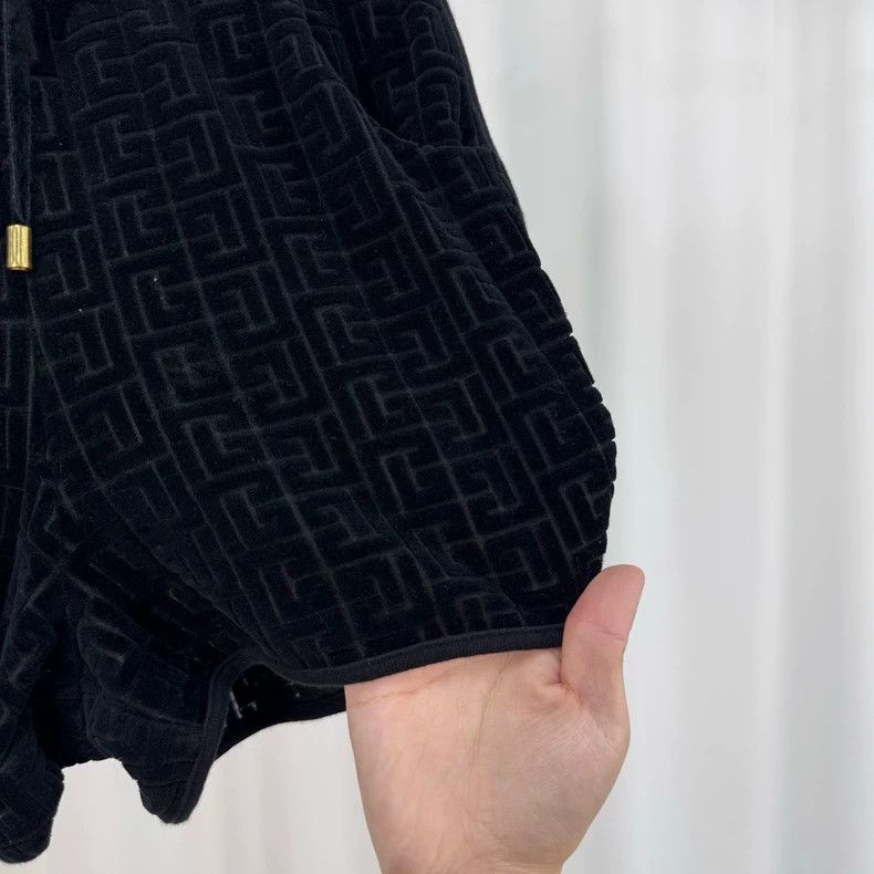 Balmain Balmain Flocked All-Over Print Black Shorts-yf Size US 34 / EU 50 - 4 Thumbnail