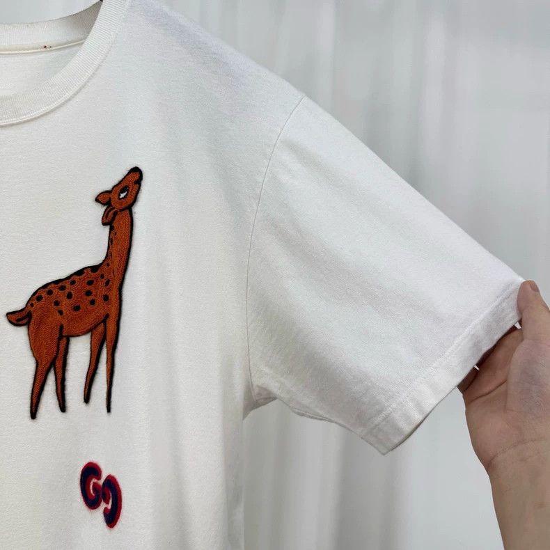 Gucci Gucci Embroidered Giraffe Short Sleeve Tee-yf Size US XS / EU 42 / 0 - 4 Thumbnail