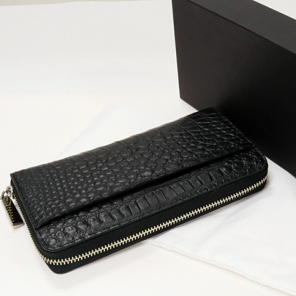 Other Other Crocodile Long Zip Wallet Black 2301413 Natural Material Long Wallet DUTY FREE for USA Size ONE SIZE - 2 Thumbnail
