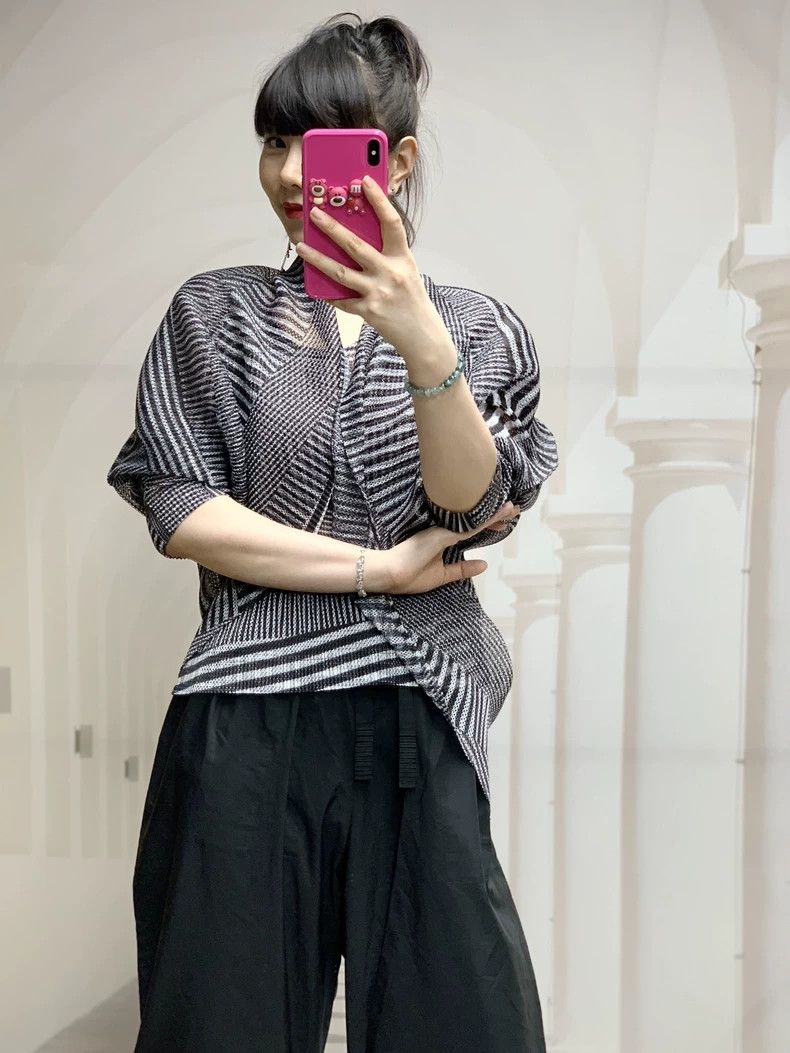Issey Miyake Issey Miyake PP Striped Top with Shawl - dmc Size US M / EU 48-50 / 2 - 2 Thumbnail