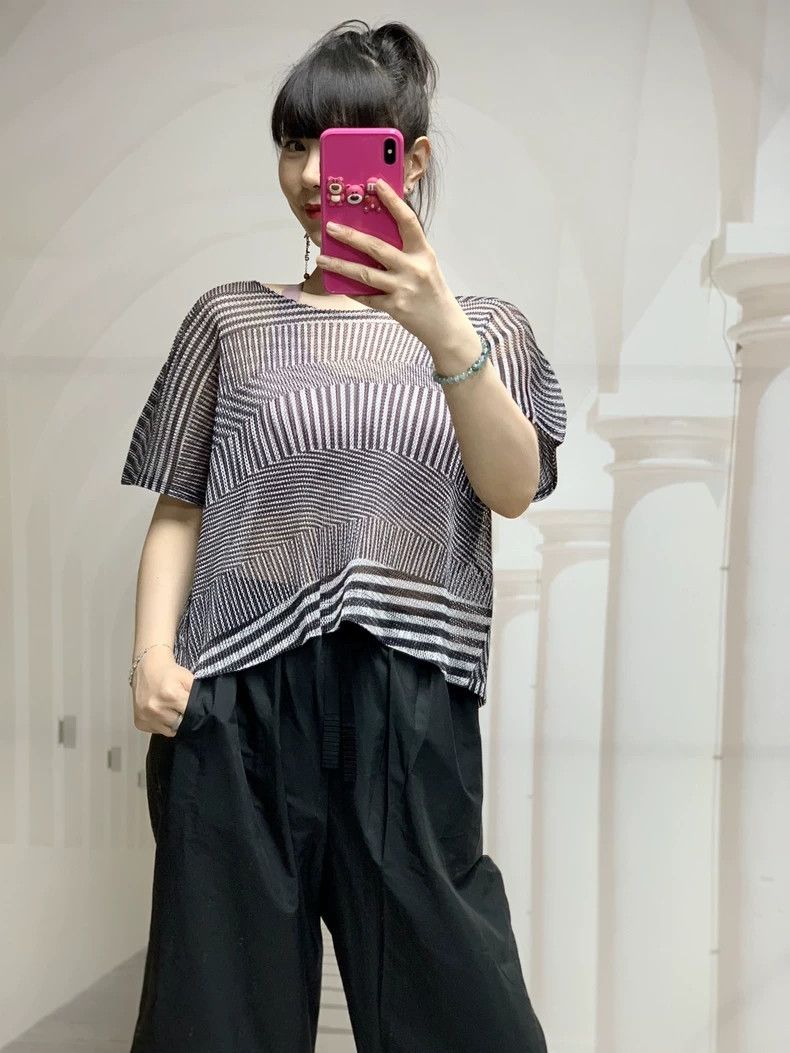 Issey Miyake Issey Miyake PP Striped Top with Shawl - dmc Size US M / EU 48-50 / 2 - 4 Thumbnail