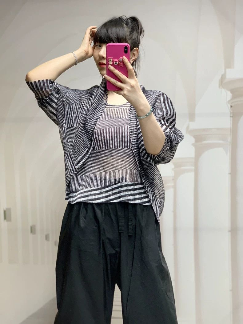 Issey Miyake Issey Miyake PP Striped Top with Shawl - dmc Size US M / EU 48-50 / 2 - 3 Thumbnail