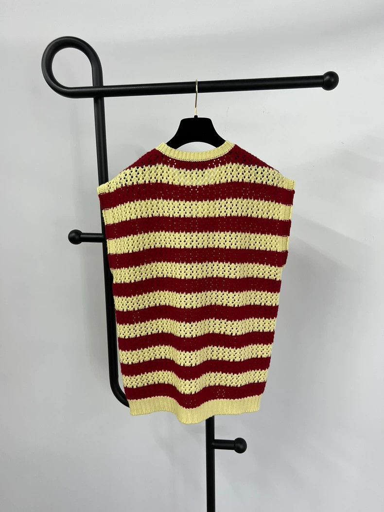 Gucci Gucci Red White Stripe Wool Knit Vest - dmc Size US M / EU 48-50 / 2 - 2 Thumbnail
