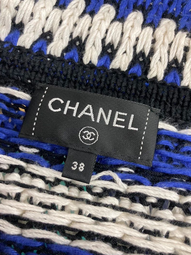 Chanel Chanel 21C Blue White Striped Cardigan - dmc Size US M / EU 48-50 / 2 - 3 Thumbnail