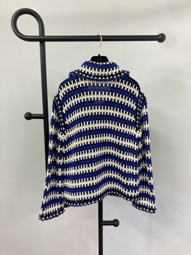 Chanel Chanel 21C Blue White Striped Cardigan - dmc Size US M / EU 48-50 / 2 - 2 Thumbnail