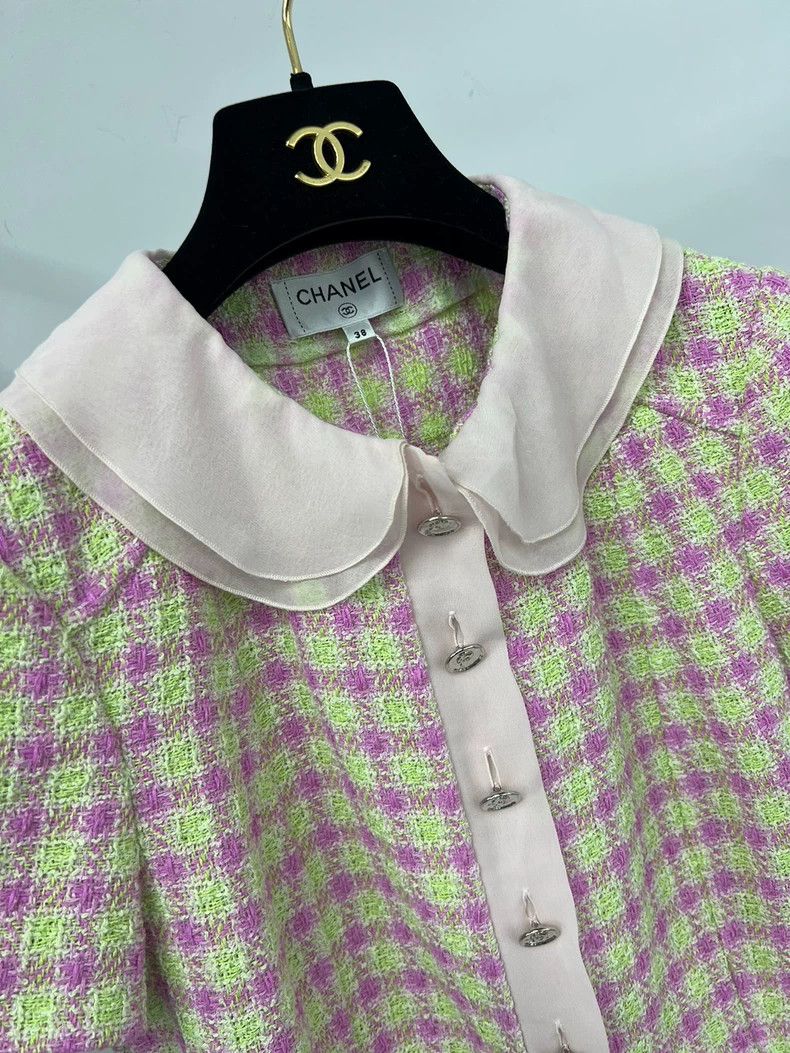 Chanel Chanel Pink Plaid Short Sleeve Jacket - dmc Size US M / EU 48-50 / 2 - 2 Thumbnail