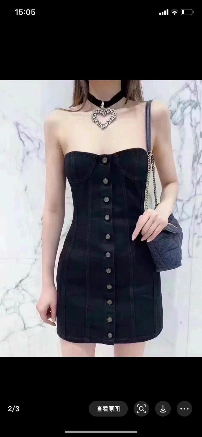 Saint Laurent Paris Saint Laurent Denim Strapless Dress - dmc Size US 36 / EU 52 - 2 Thumbnail